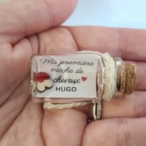 Mini fiole ma première mèche de cheveux avec prénom