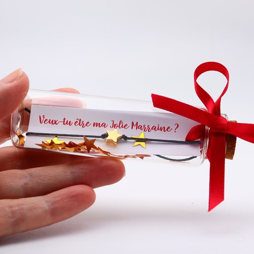 Fiole à message - veux tu être ma marraine (le texte est personnalisable)