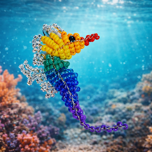 Hippocampe en perles de rocaille
