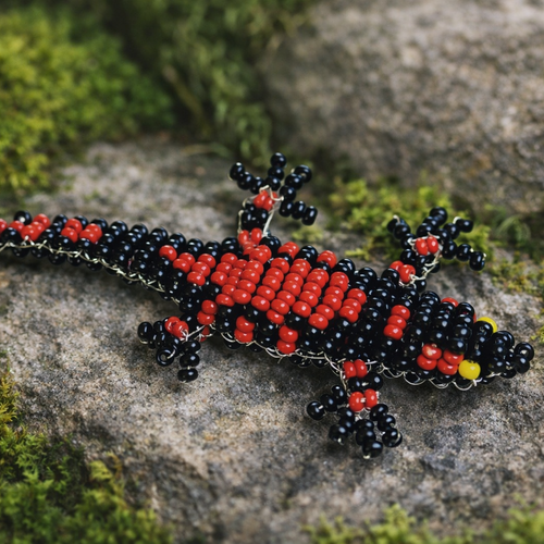 Salamandre de feu en perles de rocaille