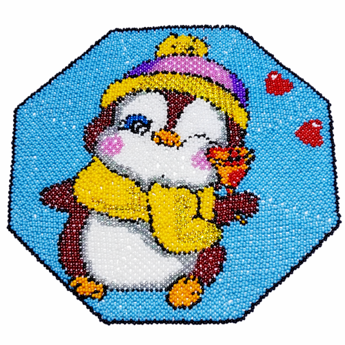 Napperon pingouin en perles