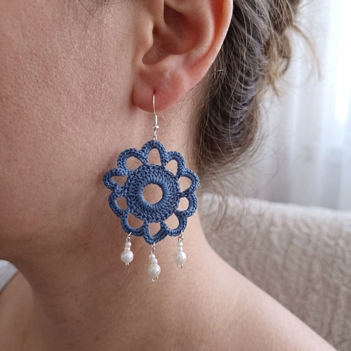 Boucles d'oreilles crochet perles, bijou bohème fait main, boucles élégantes chic et légères
