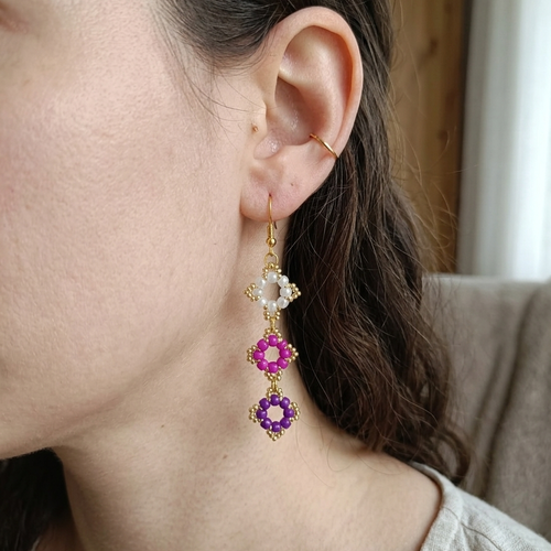 Boucles d’oreilles artisanales en perles colorées – fait main – style bohème chic – neuf