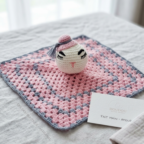 Doudou de naissance au crochet fait main, cadeau bébé, plusieurs couleurs disponibles