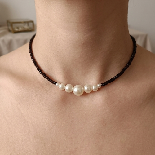 Collier ras du cou perles, bijou fait main,collier unique, accessoire bijou fantaisie
