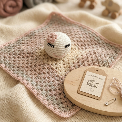 Doudou de naissance au crochet fait main, cadeau bébé, plusieurs couleurs disponibles