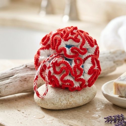Fleur de douche au crochet fait main, éponge écologique réutilisable, accessoire bain zéro déchet