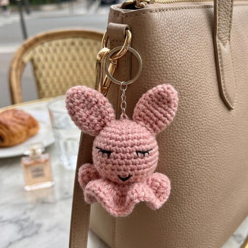 Porte clés lapin au crochet, accessoire bijou pour sac