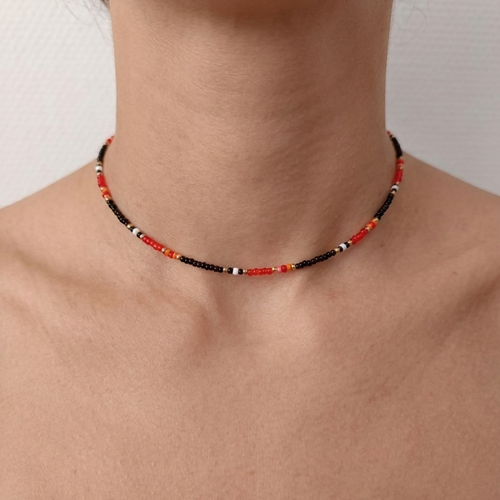 Collier ras du cou en perles fait main, multicolore, bijou artisanal tendance