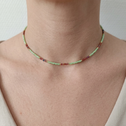 Collier ras du cou en perles fait main, multicolore, bijou artisanal tendance