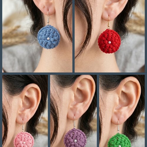 Boucles d'oreilles fleur crochet perles, accessoire bijou chic élégant unique, idée cadeau femme