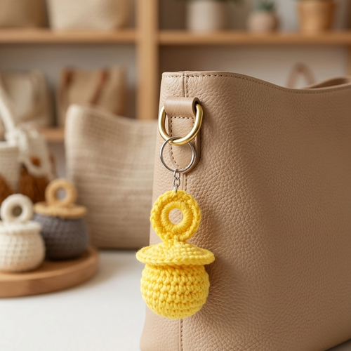 Porte clés totoche jaune crochet , accessoire sac, déco rétroviseur, idée cadeau
