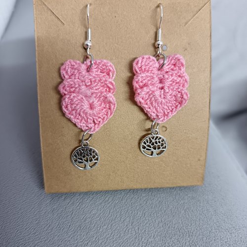 Boucles d'oreilles au crochet à breloque arbre de vie, accessoire bijoux pour femme, boucles d'oreilles pendantes faite main