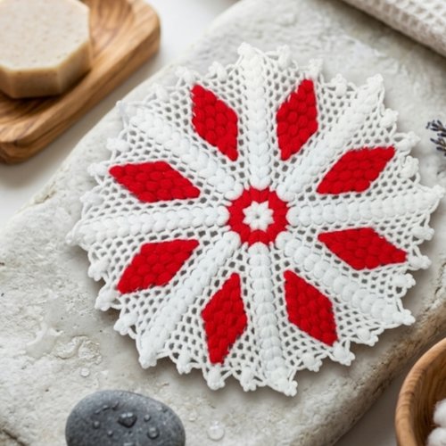 Éponge de douche fait main avec crochet, accessoire salle de bain naturel, laveur corps exfoliant, zéro déchet, idée cadeau bien-être