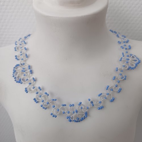 Collier ras du cou frivolité, accessoire bijou pour femme, collier dentelle à la navette, collier de charme fait main