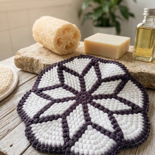 Éponge de douche fait main avec crochet, accessoire salle de bain naturel, laveur corps exfoliant, zéro déchet, idée cadeau bien-être