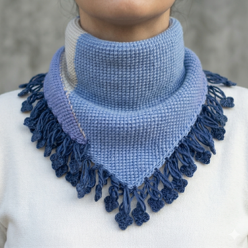 Cache cou au crochet tunisien, tour de cou crocheté fait main, accessoire pour femme