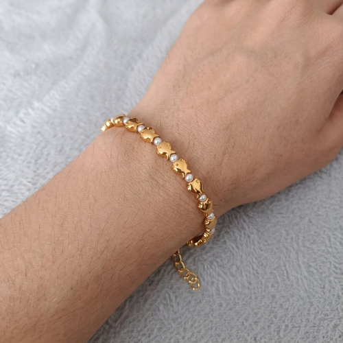 Bracelet doré breloque poissons, bijou artisanal élégant fantaisie