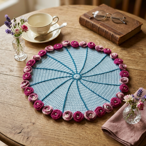 Napperon crochet fait main personnalisable 31 cm, cadeau de noël artisanal unique,décoration élégante