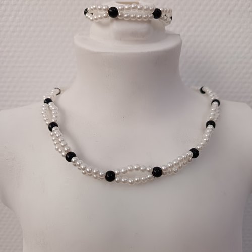 Parure perles collier et bracelet fait main, bijou artisanal élégant