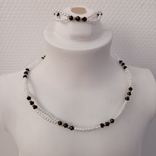 Parure perles collier et bracelet, bijou artisanal élégant