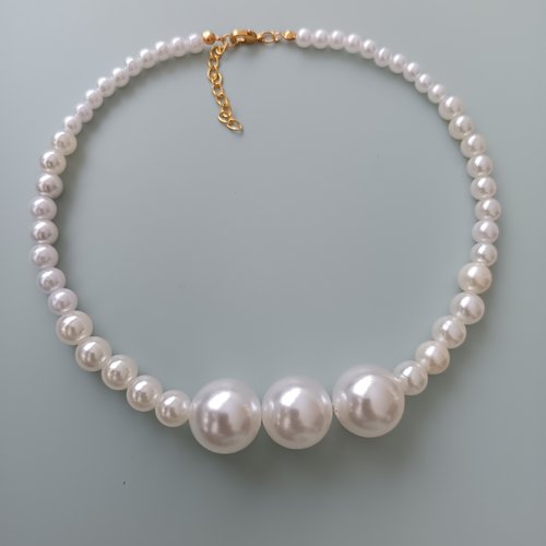 Collier perles ras du cou fait main, bijou élégant mariage soirée