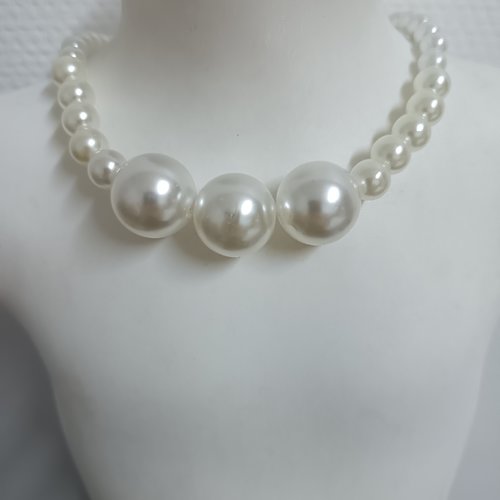 Collier perles ras du cou fait main, bijou élégant mariage soirée