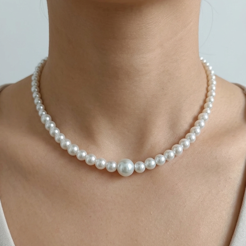 Collier ras du cou perles blanches fait main, bijou élégant mariage soirée, idée cadeau femme