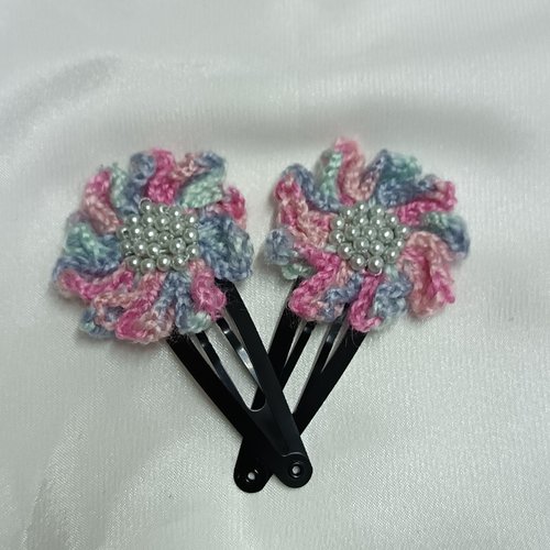 Barrette cheveux au crochet en perles