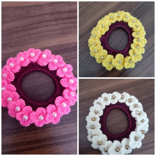 Chouchou pour cheveux au crochet en perles