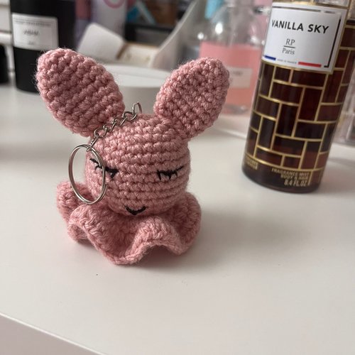Porte clés lapin au crochet, accessoire bijou pour sac