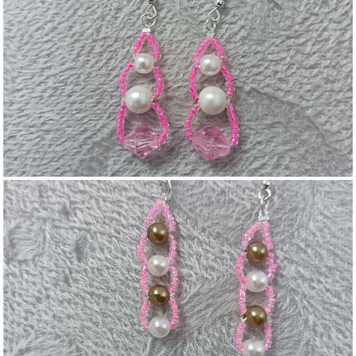 Lot de 2 paires de boucles d'oreilles en perles