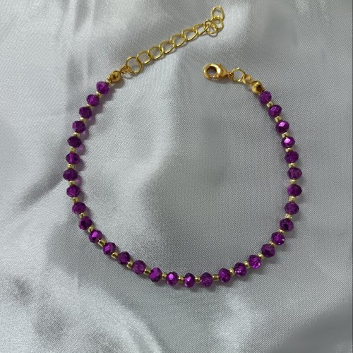 Bracelet en perles de cristal violet