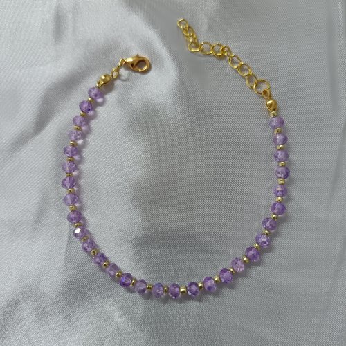 Bracelet en perles de cristal lilas