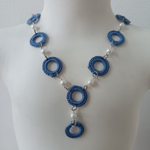 Collier pendentif fantaisie,collier au crochet en perles, accessoire bijou pour femme