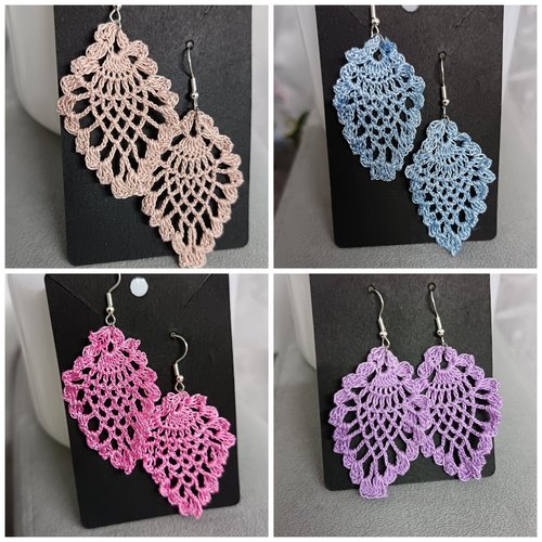 Boucles d'oreilles au crochet fil fin