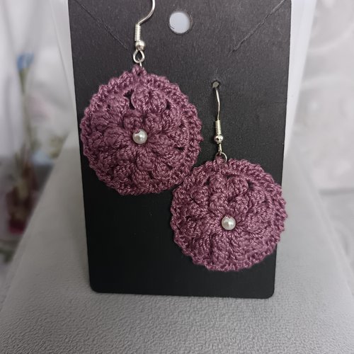 Boucles d'oreilles au crochet en perles forme fleur