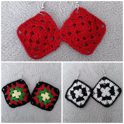 Boucles d'oreilles carrés au crochet