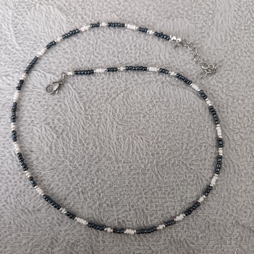 Collier ras du cou en perles, collier de charme, ras du cou pour femme noir et blanc,accessoire bijou pour femme