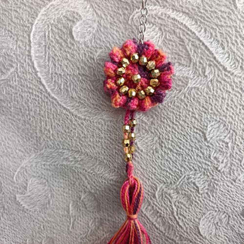 Porte clés au crochet en perles, accessoire bijou pour sac