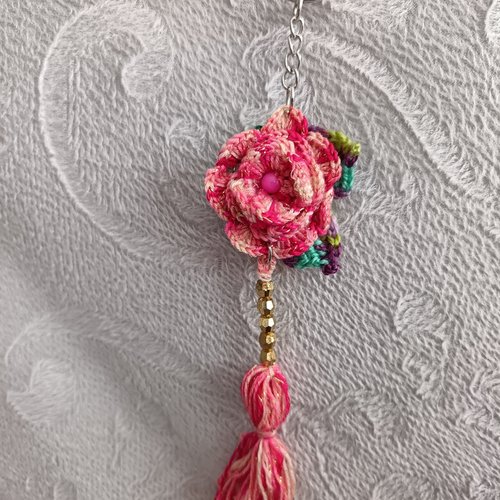 Porte clés au crochet en perles,accessoire bijou pour sac