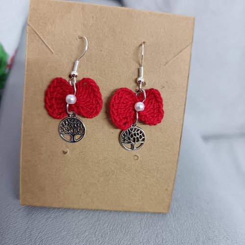 Boucles d'oreilles papillon au crochet en perles, accessoire bijou pour femme, breloque arbre de vie