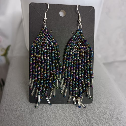 Boucles d'oreilles pendantes en perles, accessoires bijoux pour femme, boucles d'oreilles tissées à l aiguille