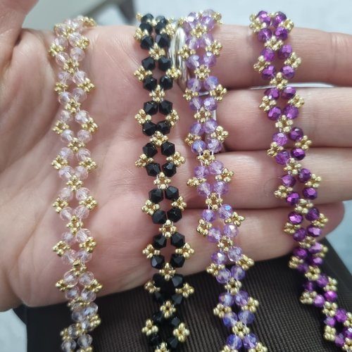 Bracelet en perles de cristal, accessoires bijoux pour femme, bracelet fait main,bracelet tissée à l aiguille