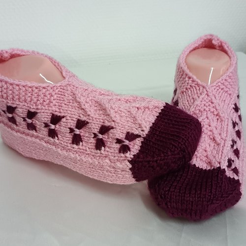 Chaussons tricotés pour femme, chaussons au tricot, accessoire pour femme