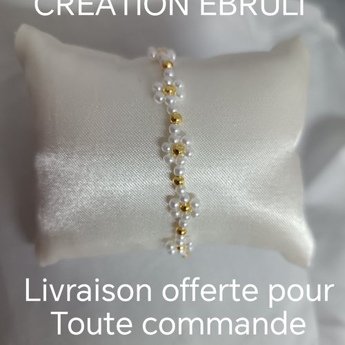 Bracelet marguerite en perles, accessoire bijou pour femme, bracelet fait main