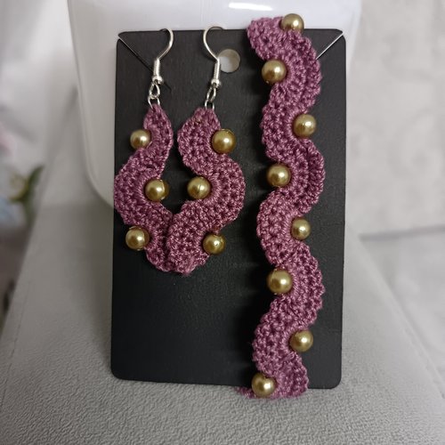 Ensembles de bijoux au crochet en perles, accessoires bijoux pour femme, bracelet boucles d'oreilles au crochet en perles