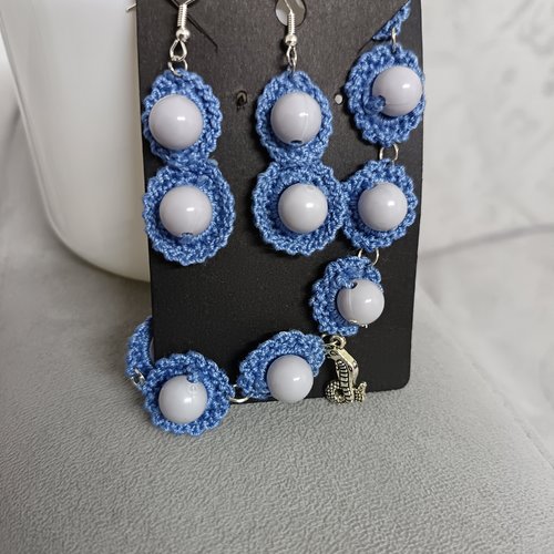 Ensembles de bijoux au crochet en perles, accessoires bijoux pour femme, bracelet à breloque boucles d'oreilles au crochet en perles