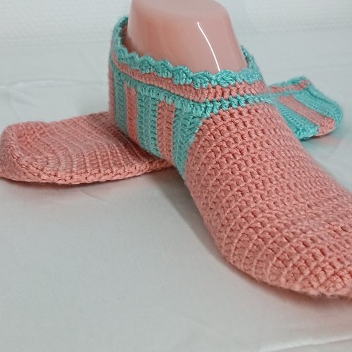 Chaussons au crochet pour femme, chaussons crochetées fait main, accessoire pour femme