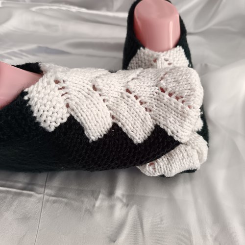Chaussons au tricot pour femme de pointure 39 40, chaussons tricotées fait main